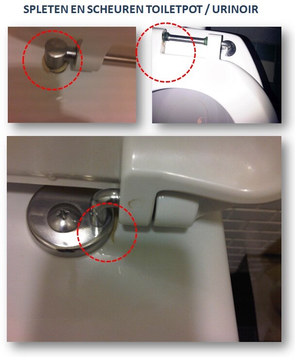 Spleten en scheuren in toiletpot en urinoir