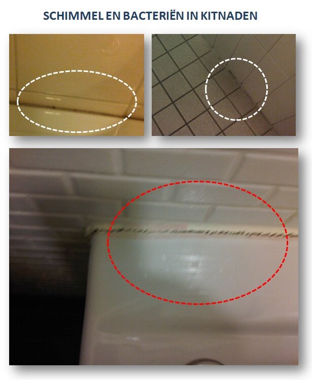 Schimmel en bacteriën in kitnaden